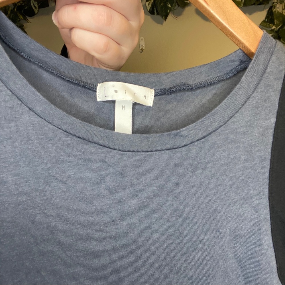 LEITH Casual Thick Sleeve Tank Top Grey/Black - Picture 4 of 5